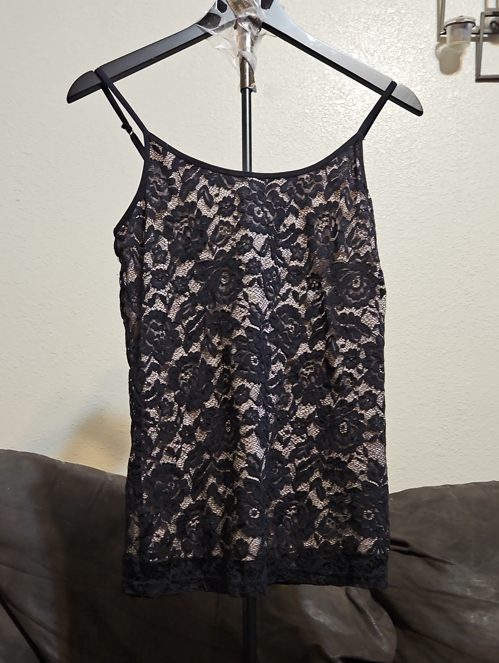 Maurices Black Lace Camisole with Nude Lining